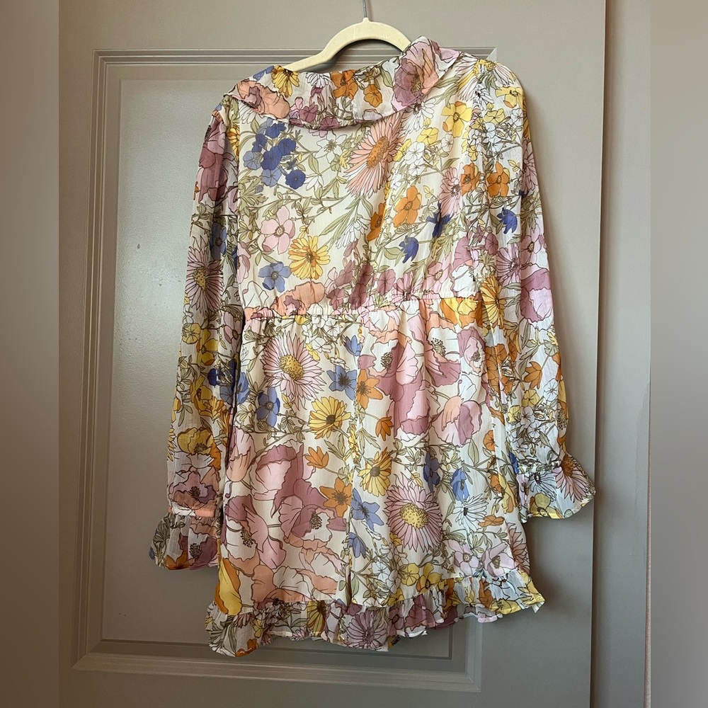 Neon Rose Floral Ruffle Romper - Picture 8 of 10